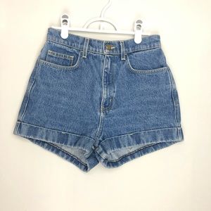 American Apparel Sz 27 High-Waisted Cuffed Denim Shorts
